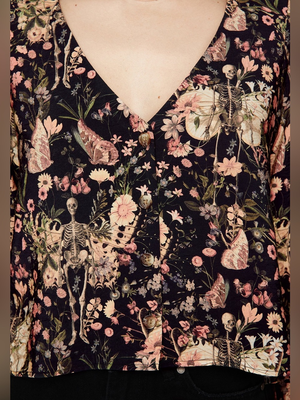 NWT Disturbia Pixie Floral Print Button Up Blouse Top US 2 / UK 6 - Picture 2 of 5